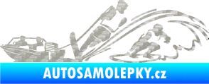 Samolepka Vodní lyžování a surf levá 3D karbon stříbrný
