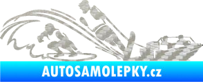 Samolepka Vodní lyžování a surf pravá 3D karbon stříbrný