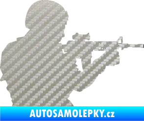 Samolepka Voják 005 pravá 3D karbon stříbrný