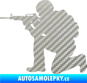 Samolepka Voják 007 levá 3D karbon stříbrný