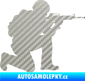 Samolepka Voják 007 pravá 3D karbon stříbrný