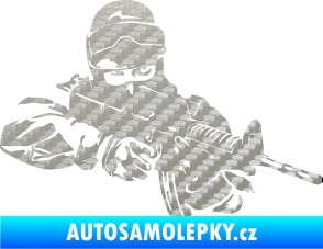 Samolepka Voják 009 pravá 3D karbon stříbrný