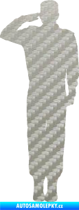 Samolepka Voják 012 levá salutuje 3D karbon stříbrný