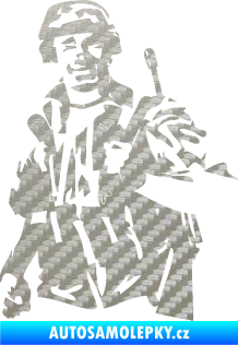 Samolepka Voják 014 levá 3D karbon stříbrný