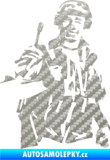Samolepka Voják 014 pravá 3D karbon stříbrný