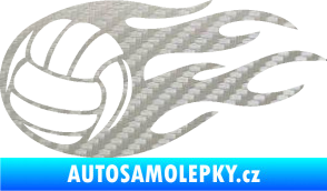 Samolepka Volejbalový míč 002 levá 3D karbon stříbrný