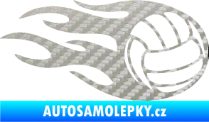Samolepka Volejbalový míč 002 pravá 3D karbon stříbrný