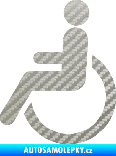 Samolepka Vozíčkář 002 invalida - levá 3D karbon stříbrný