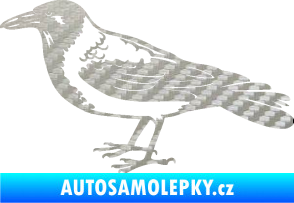 Samolepka Vrána 001 levá 3D karbon stříbrný