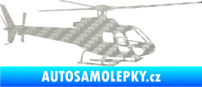 Samolepka Vrtulník 002 pravá helikoptéra 3D karbon stříbrný