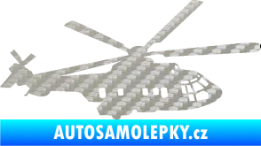 Samolepka Vrtulník 003 pravá helikoptéra 3D karbon stříbrný