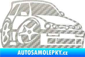 Samolepka VW Golf 3 karikatura pravá 3D karbon stříbrný