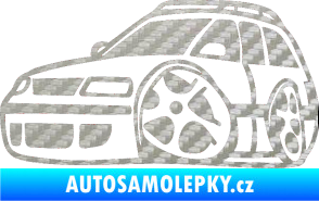 Samolepka VW Passat b6 karikatura levá 3D karbon stříbrný