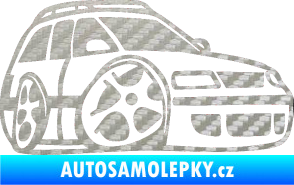 Samolepka VW Passat b6 karikatura pravá 3D karbon stříbrný