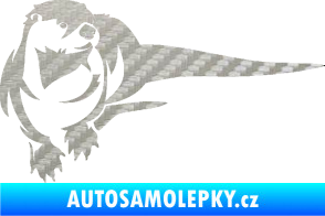 Samolepka Vydra 001 pravá 3D karbon stříbrný