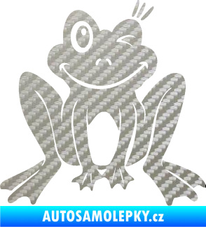 Samolepka Žába 010 pravá mrkající 3D karbon stříbrný