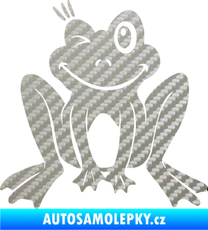 Samolepka Žába 010 levá mrkající 3D karbon stříbrný
