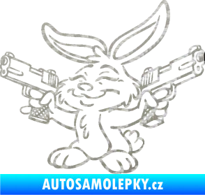 Samolepka Zajíc 005 levá mafián s revolvery 3D karbon stříbrný