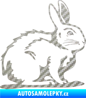 Samolepka Zajíček 001 pravá 3D karbon stříbrný