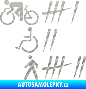 Samolepka Zářezy 001 levá 3D karbon stříbrný