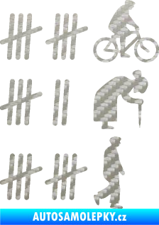 Samolepka Zářezy 002 pravá 3D karbon stříbrný