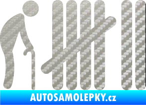 Samolepka Zářezy 005  3D karbon stříbrný