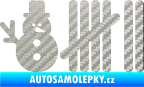 Samolepka Zářezy 006 sněhulák 3D karbon stříbrný
