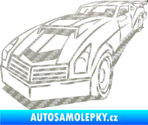 Samolepka Závodní auto 003 levá 3D karbon stříbrný