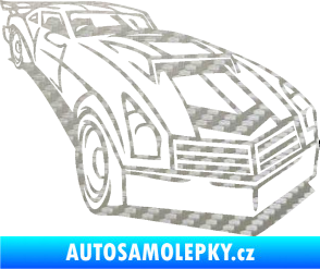 Samolepka Závodní auto 003 pravá 3D karbon stříbrný
