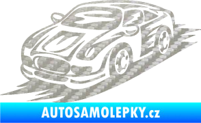Samolepka Závodní auto 006 levá 3D karbon stříbrný
