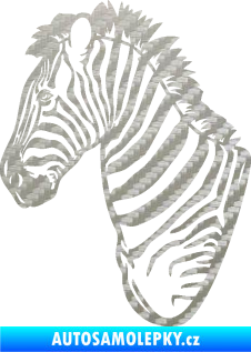 Samolepka Zebra 001 levá hlava 3D karbon stříbrný