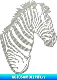 Samolepka Zebra 001 pravá hlava 3D karbon stříbrný