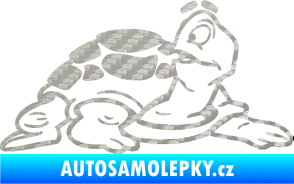 Samolepka Želva 003 pravá 3D karbon stříbrný