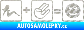 Samolepka Žena + shocker = šklebící se smajlík pravá 3D karbon stříbrný