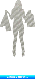 Samolepka Žena na nákupu 003 levá 3D karbon stříbrný