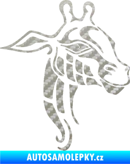 Samolepka Žirafa 003 pravá 3D karbon stříbrný