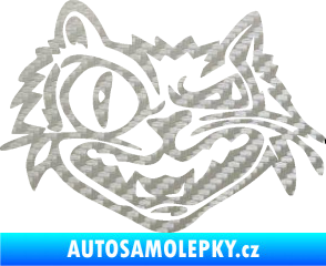 Samolepka Zlý kocour levá 3D karbon stříbrný