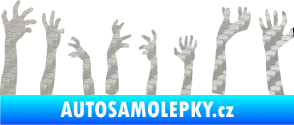 Samolepka Zombie 002 levá mrtví vylézají z hrobu 3D karbon stříbrný