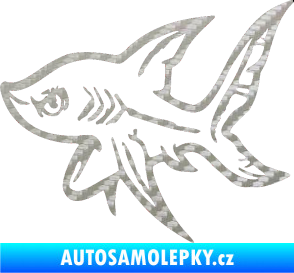 Samolepka Žralok 001 levá 3D karbon stříbrný