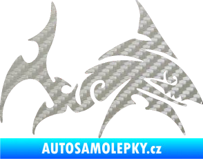 Samolepka Žralok 002 pravá 3D karbon stříbrný