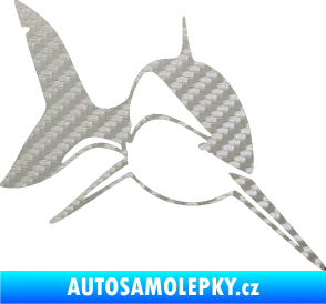 Samolepka Žralok 004 pravá 3D karbon stříbrný