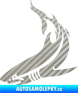 Samolepka Žralok 005 levá 3D karbon stříbrný
