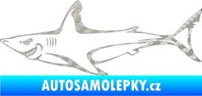 Samolepka Žralok 009 levá 3D karbon stříbrný