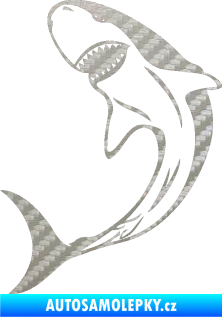 Samolepka Žralok 010 levá 3D karbon stříbrný
