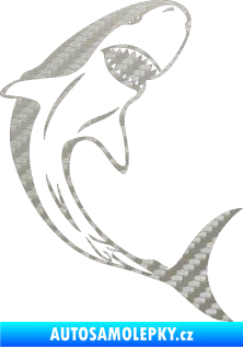 Samolepka Žralok 010 pravá 3D karbon stříbrný