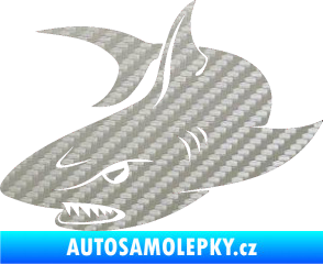 Samolepka Žralok 012 levá 3D karbon stříbrný