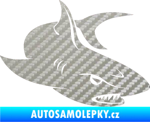 Samolepka Žralok 012 pravá 3D karbon stříbrný