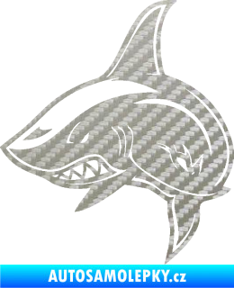 Samolepka Žralok 013 levá 3D karbon stříbrný