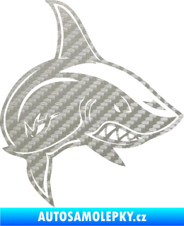 Samolepka Žralok 013 pravá 3D karbon stříbrný