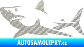 Samolepka Žralok 015 levá 3D karbon stříbrný